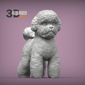 Bichon Frise Minimalist Dog Statue – Paintable Dog Figurine, Unique Gift, Dog Memorial Sculpture, Home Decor or Cake Topper