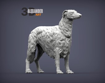 Escultura personalizada de Borzoi ruso, estatua de perro lobo personalizada, regalo de galgo, elegante monumento conmemorativo para perros, arte de pelaje largo, decoración aristocrática