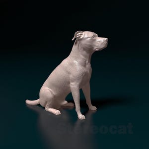 Pitbull Minimalist Dog Statue – Paintable Dog Figurine, Unique Gift, Dog Memorial Sculpture, Home Decor or Cake Topper