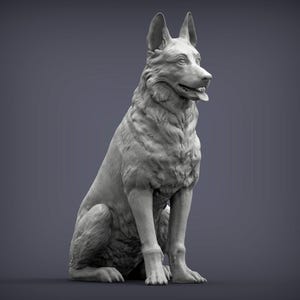 German Shepherd Minimalist Dog Statue – Paintable Dog Figurine, Unique Gift, Dog Memorial Sculpture, Home Decor or Cake Topper