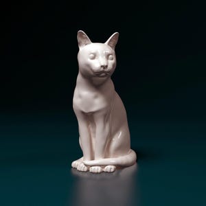 Russian Blue Figurine Cat, Minimalist Dog Statue, Unique Gift, Memorial Cat Sculpture, Ready to Painting, Home Decor, Cake Top