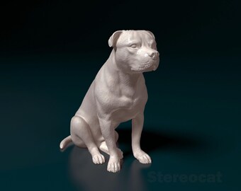 Staffordshire Bull terrier Figurine Dog | Minimalist Home Decor | Pet Memorial Statue | DIY or Custom Paint Sculpture | Cake Top
