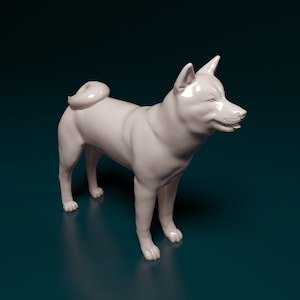 Akita inu Minimalist Dog Statue – Paintable Dog Figurine, Unique Gift, Dog Memorial Sculpture, Home Decor or Cake Topper