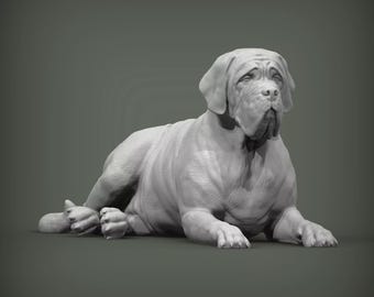 Mastiff Figurine Dog | Minimalist Home Decor | Pet Memorial Statue | DIY or Custom Paint Sculpture | Cake Top