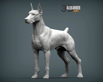 Figura de perro dóberman / Decoración minimalista para el hogar / Estatua conmemorativa para mascotas / Escultura de pintura DIY o personalizada / Adorno para tarta