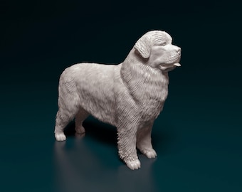 Figura de perro Terranova / Decoración minimalista para el hogar / Estatua conmemorativa para mascotas / Escultura de pintura personalizada o hecha a mano / Adorno para tarta