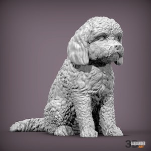 CockerPoo Minimalist Dog Statue – Paintable Dog Figurine, Unique Gift, Dog Memorial Sculpture, Home Decor or Cake Topper