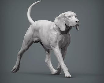Figura de perro Vizsla húngaro corriendo / Decoración minimalista para el hogar / Estatua conmemorativa para mascotas / Escultura de pintura DIY o personalizada / Adorno para tarta