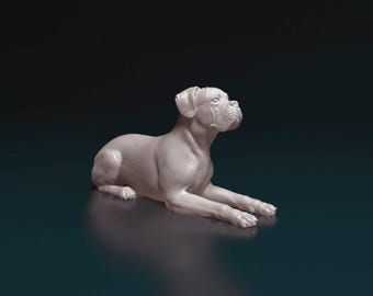 Boxer Figurine Dog | Minimalist Home Decor | Pet Memorial Statue | DIY or Custom Paint Sculpture | Cake Top