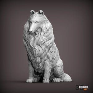 Collie Minimalist Dog Statue – Paintable Dog Figurine, Unique Gift, Dog Memorial Sculpture, Home Decor or Cake Topper