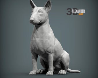 Custom Bull Terrier Sculpture, Personalized English Bull Terrier Statue, Egg Head Gift, Roman Nose Memorial, Muscular Art, Playful Decor