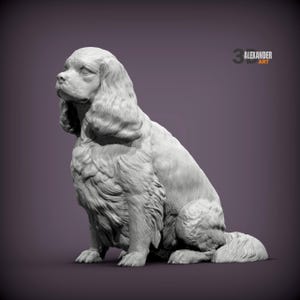 Cavalier King Charles Spaniel Figurine Dog, Minimalist Dog Statue, Unique Gift, Memorial Dog Sculpture Ready to Painting Home Decor Cake Top