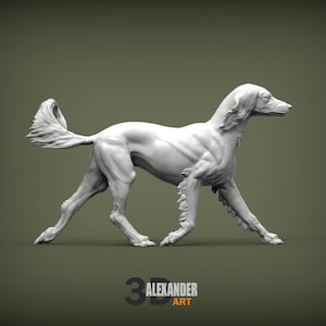 Saluki Runs Minimalist Dog Statue – Paintable Dog Figurine, Unique Gift, Dog Memorial Sculpture, Home Decor or Cake Topper