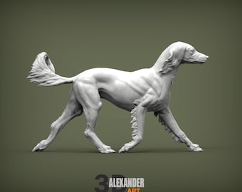 Saluki Runs Minimalist Dog Statue – Paintable Dog Figurine, Unique Gift, Dog Memorial Sculpture, Home Decor or Cake Topper