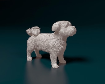 Figura de perro habanero / Decoración minimalista para el hogar / Estatua conmemorativa para mascotas / Escultura de pintura personalizada o hecha a mano / Adorno para tarta