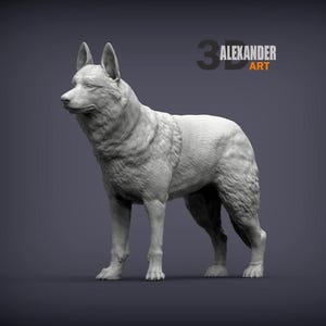 Czechoslovakian Wolfdog Minimalist Dog Statue – Paintable Dog Figurine, Unique Gift, Dog Memorial Sculpture, Home Decor or Cake Topper