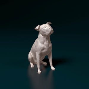 Pitbull Minimalist Dog Statue – Paintable Dog Figurine, Unique Gift, Dog Memorial Sculpture, Home Decor or Cake Topper