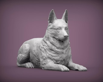 German Shepherd Figurine Dog | Minimalist Home Decor | Pet Memorial Statue | DIY or Custom Paint Sculpture | Cake Top