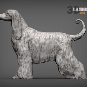 Afghan Hound Minimalist Dog Statue – Paintable Dog Figurine, Unique Gift, Dog Memorial Sculpture, Home Decor or Cake Topper