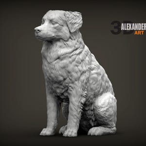 Australian Shepherd Aussie Minimalist Dog Statue – Paintable Dog Figurine, Unique Gift, Dog Memorial Sculpture, Home Decor or Cake Topper