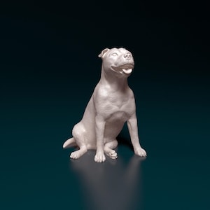 Staffordshire Bull Terrier Minimalist Dog Statue – Paintable Dog Figurine, Unique Gift, Dog Memorial Sculpture, Home Decor or Cake Topper