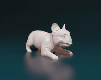 French Bulldog Figurine Dog | Minimalist Home Decor | Pet Memorial Statue | DIY or Custom Paint Sculpture | Cake Top