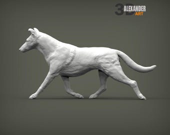 Smooth Coat Collie running Minimalist Dog Statue – Paintable Dog Figurine, Unique Gift, Dog Memorial Sculpture, Home Decor or Cake Topper
