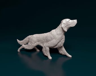 Hunting English Setter Figurine Dog | Minimalist Home Decor | Pet Memorial Statue | DIY or Custom Paint Sculpture | Cake Top