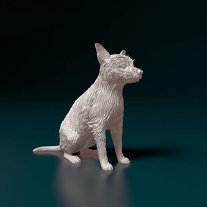 Chihuahua mixed breed Minimalist Dog Statue – Paintable Dog Figurine, Unique Gift, Dog Memorial Sculpture, Home Decor or Cake Topper