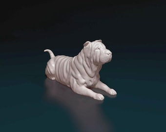 Shar Pei Figurine Dog | Minimalist Home Decor | Pet Memorial Statue | DIY or Custom Paint Sculpture | Cake Top