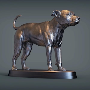 Pitbull Minimalist Dog Statue – Paintable Dog Figurine, Unique Gift, Dog Memorial Sculpture, Home Decor or Cake Topper