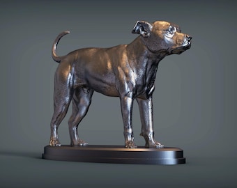 Pitbull Figurine Dog | Minimalist Home Decor | Pet Memorial Statue | DIY or Custom Paint Sculpture | Cake Top