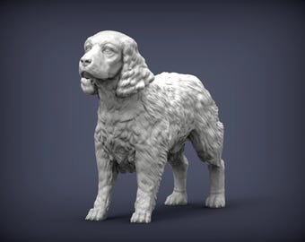Figura de perro Springer Spaniel inglés / Decoración minimalista para el hogar / Estatua conmemorativa para mascotas / Escultura de pintura personalizada o hecha a mano / Adorno para tarta
