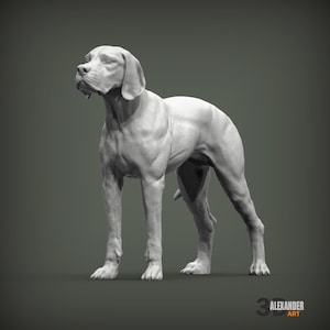 English Pointer Minimalist Dog Statue – Paintable Dog Figurine, Unique Gift, Dog Memorial Sculpture, Home Decor or Cake Topper