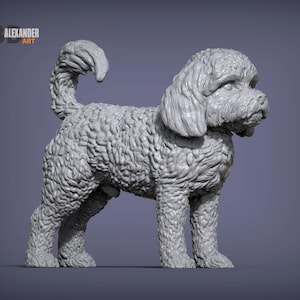 CockerPoo Minimalist Dog Statue – Paintable Dog Figurine, Unique Gift, Dog Memorial Sculpture, Home Decor or Cake Topper