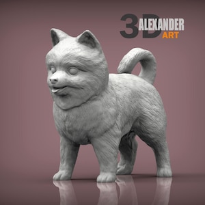 Pomeranian short hairstyle Minimalist Dog Statue – Paintable Dog Figurine, Unique Gift, Dog Memorial Sculpture, Home Decor or Cake Topper