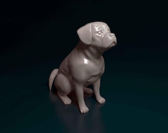 Figura de perro Puggle / Decoración minimalista para el hogar / Estatua conmemorativa para mascotas / Escultura de pintura DIY o personalizada / Adorno para tarta