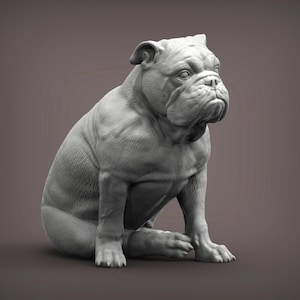 English Bulldog Minimalist Dog Statue – Paintable Dog Figurine, Unique Gift, Dog Memorial Sculpture, Home Decor or Cake Topper