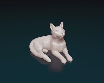Cat lying down Cat Statue – Paintable Cat Figurine, Unique Gift, Cat Memorial Sculpture, Home Decor or Cake Topper