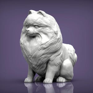 Pomeranian Minimalist Dog Statue – Paintable Dog Figurine, Unique Gift, Dog Memorial Sculpture, Home Decor or Cake Topper