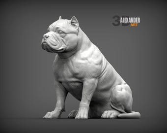American Bully Figurine Dog | Minimalist Home Decor | Pet Memorial Statue | DIY or Custom Paint Sculpture | Cake Top