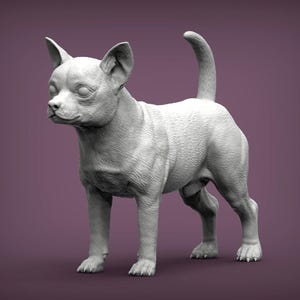 Chihuahua Minimalist Dog Statue – Paintable Dog Figurine, Unique Gift, Dog Memorial Sculpture, Home Decor or Cake Topper