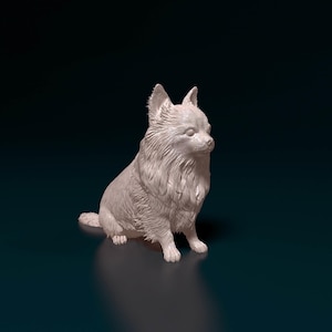 Chihuahua long haired Minimalist Dog Statue – Paintable Dog Figurine, Unique Gift, Dog Memorial Sculpture, Home Decor or Cake Topper