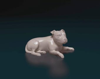 Staffie Figurine Dog | Minimalist Home Decor | Pet Memorial Statue | DIY or Custom Paint Sculpture | Cake Top
