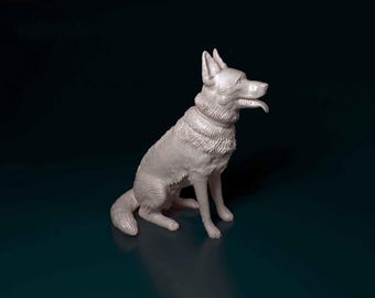 German Shepherd Figurine Dog | Minimalist Home Decor | Pet Memorial Statue | DIY or Custom Paint Sculpture | Cake Top