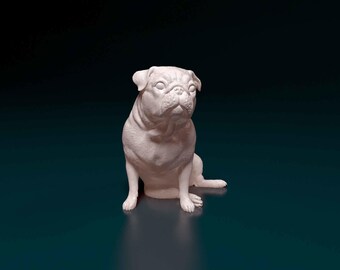 Pug Figurine Dog | Minimalist Home Decor | Pet Memorial Statue | DIY or Custom Paint Sculpture | Cake Top