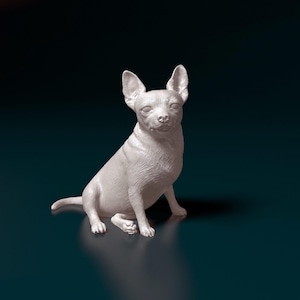Chihuahua Minimalist Dog Statue – Paintable Dog Figurine, Unique Gift, Dog Memorial Sculpture, Home Decor or Cake Topper