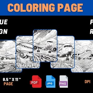 Airplane Coloring Pages | 30 Airplane printable coloring sheets for Kids  | DIGITAL DOWNLOAD  | Coloring pages for Adults and Kids