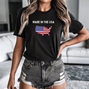 Made in the USA T-Shirt | American Flag Map Tee | Patriotic Shirt for Men & Women | 4th of July USA Pride Shirt | Bella Canvas 3001 image 3