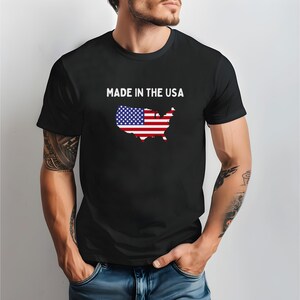 Made in the USA T-Shirt | American Flag Map Tee | Patriotic Shirt for Men & Women | 4th of July USA Pride Shirt | Bella Canvas 3001 image 4